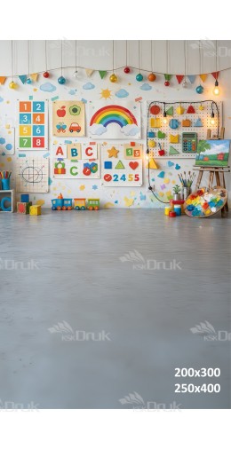 Tło fotograficzne „Kolorowa sala zabaw – edukacyjne ABC i liczby” | 4075